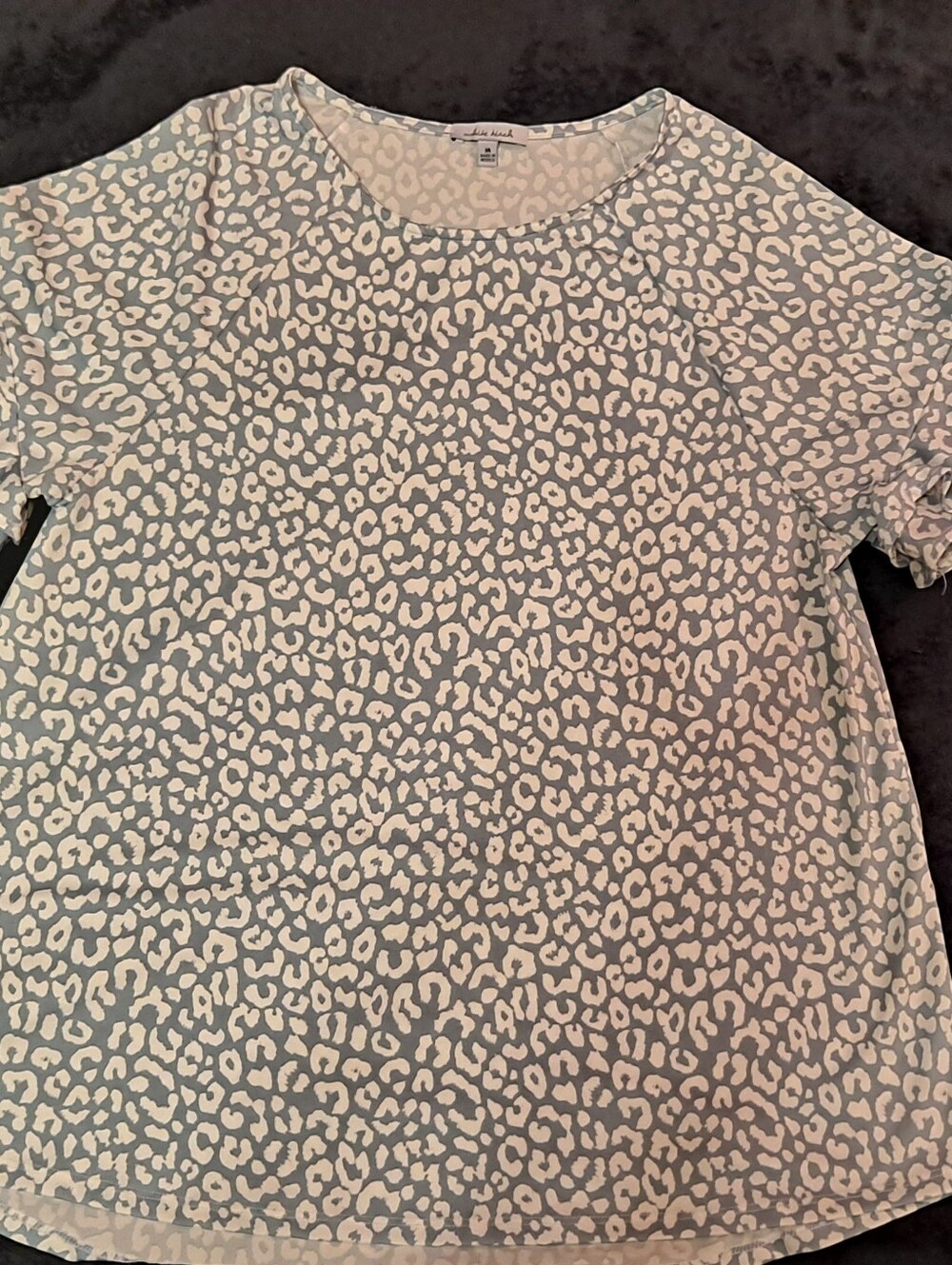 Light Blue & White Leopard Print Top